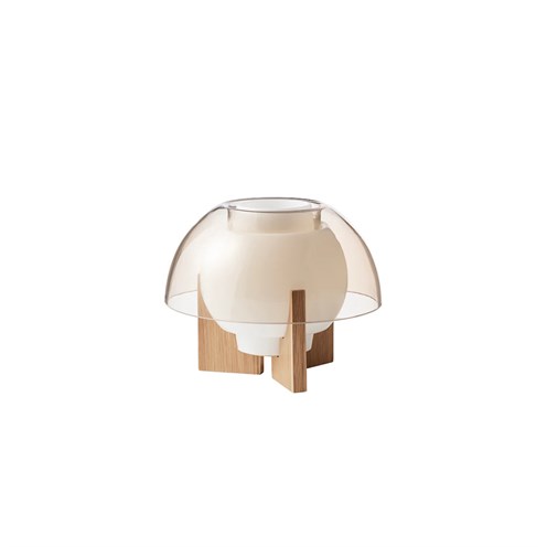 LYFA+ERGO TABLE 250 max. 40W E27, lauavalgusti, liivatooni, opaalklaas, tammepuit
