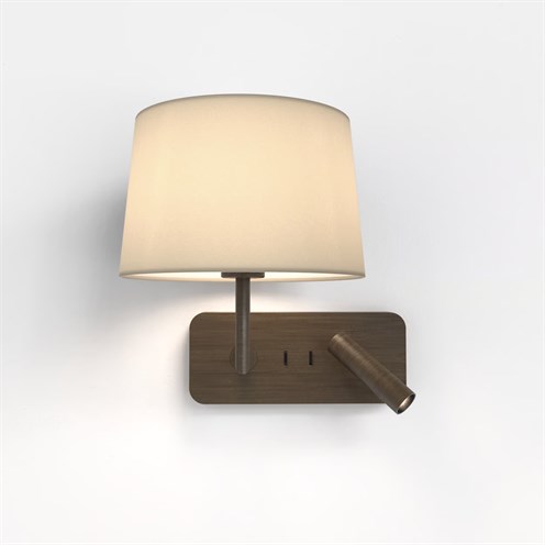 ASTRO+Side by Side Grande USB max. 12W E27 + LED 3,6W 134lm 2700K CRI>90 18°, seinavalgusti, lülitiga, pronks, ilma kuplita (telida eraldi), mõõdud ilma kuplita