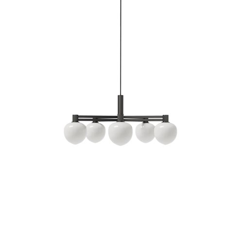 LYFA+MEMOIR CHANDELIER 120 V 5x max. 28W G9, rippvalgusti, must, opaalklaas