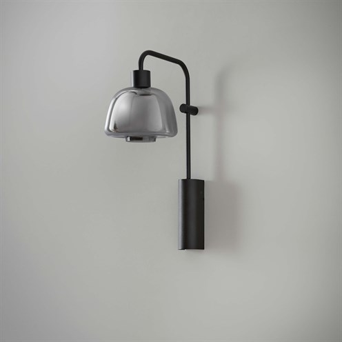 Bover+DREP A/04 LED 4W 2700K CRI>90, lülitiga, seinavalgusti, must/suitsune klaas