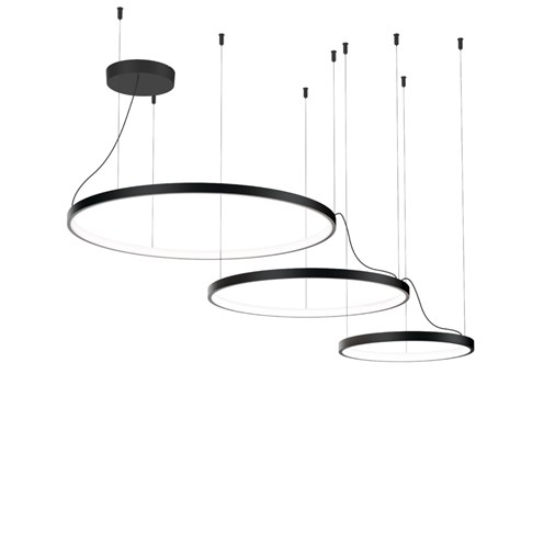 Wever & Ducré+KUJO 3.2.1 LED 60W 3490lm 2700K CRI>90, hämardatav phase-cut, rippvalgusti, matt must