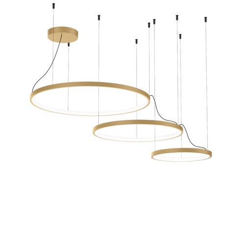 Wever & Ducré+KUJO 3.2.1 LED 60W 3490lm 2700K CRI>90, hämardatav phase-cut, rippvalgusti, šampanja