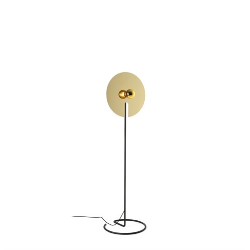 Wever & Ducré+MIRRO FLOOR 2.0 max. 15W E27, põrandavalgusti, matt must/kuldne