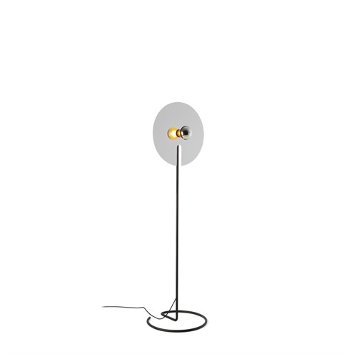 Wever & Ducré+MIRRO FLOOR 2.0 max. 15W E27, põrandavalgusti, matt must/läikiv alumiinium