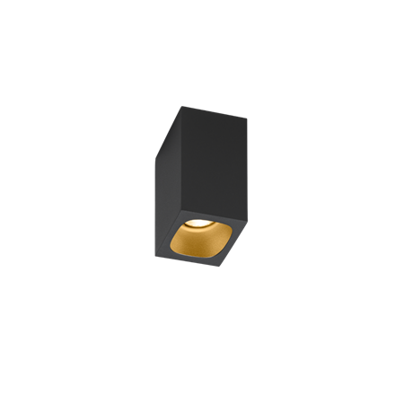 Wever & Ducré+PIRRO SPOT SURFACE 1.0 LED 6W 405lm 3000K CRI>90 32°, hämardatav phase-cut, laevalgusti, matt must/kuldne
