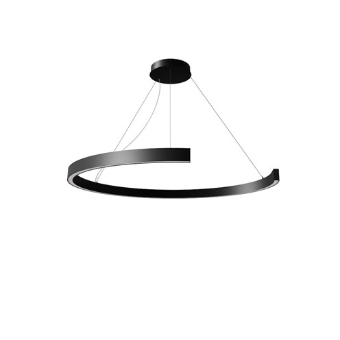 Ilti Luce+Zirkol Gap Ø100 LED 68W 4154lm 3000K CRI>90, hämardatav DALI, Üles/alla valgusega rippvalgusti, must