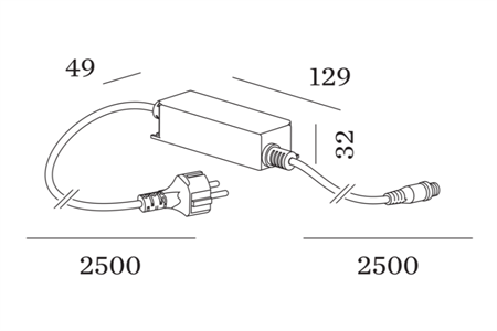 Wever & Ducré+Plug & Play pistikuga liiteseade 24V 75W IP67, sobib valgustitele GEO, REED, POLA