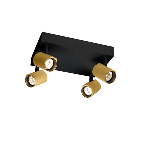 Wever & Ducré+CENO SURFACE 4.1 LED 4x7W 1880lm 3000K CRI>90 35°, hämardatav phase-cut, laevalgusti, matt must/kuldne
