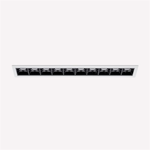 Nexia+Boxet 10 Modules LED 20W 1342lm 3000K CRI>90 34° UGR<13, hämardatav DALI, süvisvalgusti, valge/must
