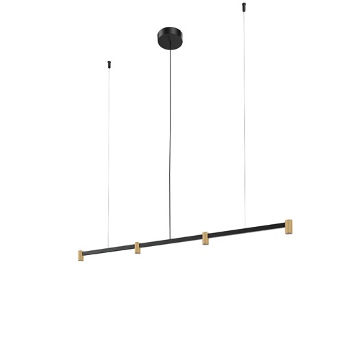 Wever & Ducré+TRACE CHANDELIER 1.0 LED 11,4W 730lm 3000K CRI>90 30°, hämardatav phase-cut, rippvalgusti, matt must/šampanja