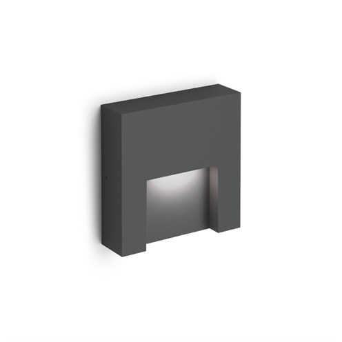 Wever & Ducré+RETO WALL SURFACE OUTDOOR 1.3 LED 5.1W 160lm 3000K CRI>90, hämardatav phase-cut, IP65, välisvalgusti, antratsiithall
