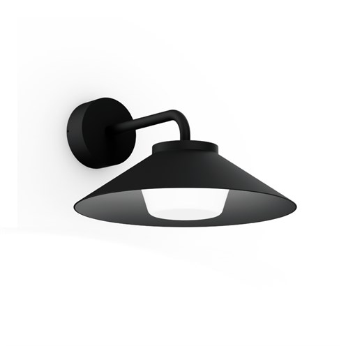 Wever & Ducré+Tradora Wall 1.0 LED 9W 405lm 2700K CRI>90, hämardatav phase-cut, IP65, välisvalgusti, matt must, opaalklaas
