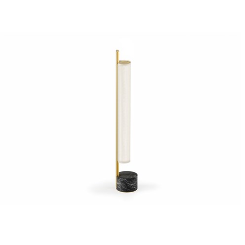 Panzeri+Ombra LED 12,2W 456lm 2700K CRI>90, lülitiga hämardatav, lauavalgusti, matt messing, valge kangas, must marmor