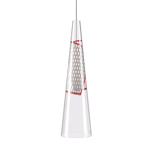 Lodes+Cono di Luce Large LED 7W 1307lm 2700K CRI>90, hämardatav, rippvalgusti, punane detail, laerosett tellida eraldi