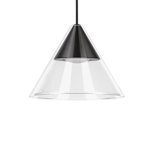 CINI&NILS+Cordina Conico Vetro Trasparente LED 5W 550lm 2700K, hämardatav, rippvalgusti, must, laerosett tellida eraldi