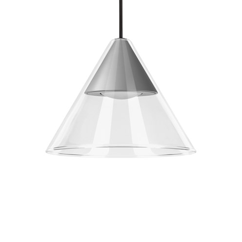 CINI&NILS+Cordina Conico Vetro Trasparente LED 5W 550lm 2700K, hämardatav, rippvalgusti, hõbedane, laerosett tellida eraldi