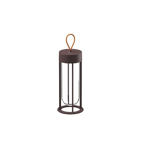 FLOS Outdoor+In Vitro Unplugged LED 2,5W 115lm 2700K CRI>90, hämardatav Touch Dim, IP65, laetav lauavalgusti (tööaeg kuni 6h), tumepruun