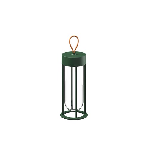 FLOS Outdoor+In Vitro Unplugged LED 2,5W 115lm 2700K CRI>90, hämardatav Touch Dim, IP65, laetav lauavalgusti (tööaeg kuni 6h), tumeroheline