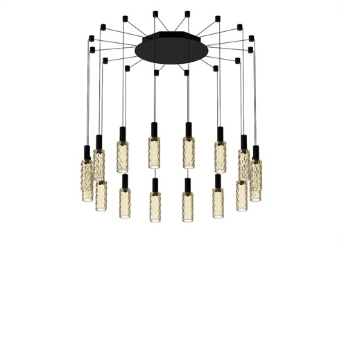 Panzeri+Scent Pixel Cluster 16 elements LED 47W 2896lm 2700K CRI>90, hämardatav Push/DALI, rippvalgusti, merevaigukollane