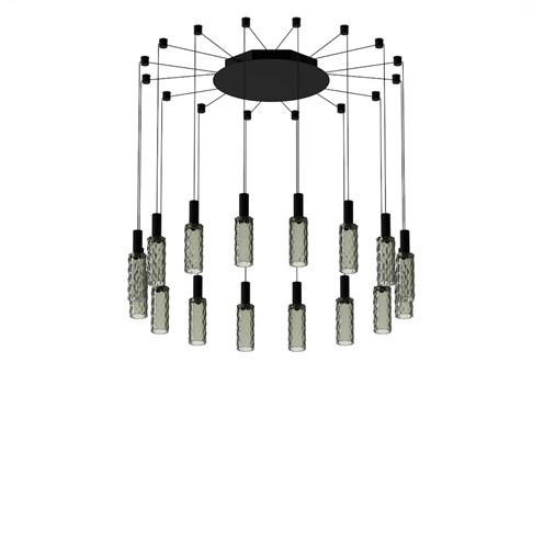 Panzeri+Scent Pixel Cluster 16 elements LED 47W 2896lm 2700K CRI>90, hämardatav Push/DALI, rippvalgusti, suitsune klaas