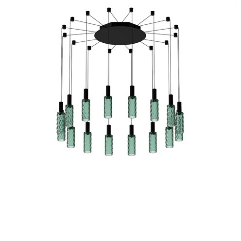 Panzeri+Scent Pixel Cluster 16 elements LED 47W 2896lm 2700K CRI>90, hämardatav Push/DALI, rippvalgusti, roheline