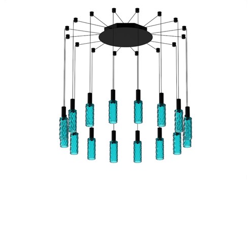 Panzeri+Scent Pixel Cluster 16 elements LED 47W 2896lm 2700K CRI>90, hämardatav Push/DALI, rippvalgusti, türkiissinine
