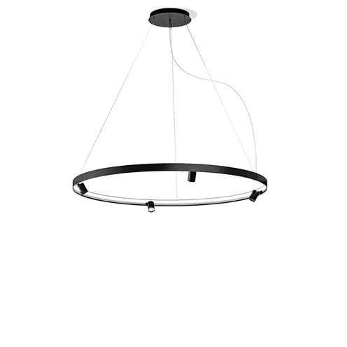 Panzeri+Arena Ø150 LED 107W 9672lm 2700K CRI>90 30°, hämardatav Push/DALI, rippvalgusti, must