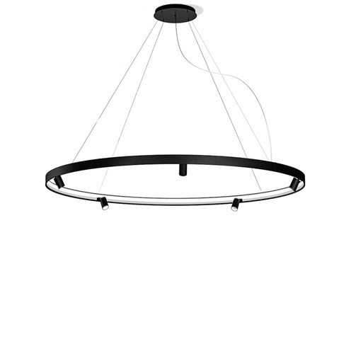 Panzeri+Arena Ø200 LED 133W 12598lm 2700K CRI>90 30°, hämardatav Push/DALI, rippvalgusti, must