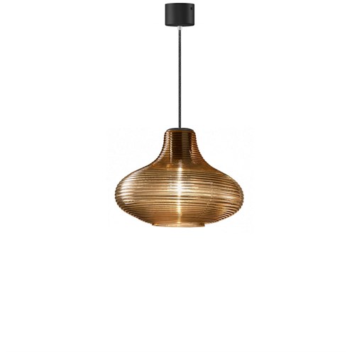 Panzeri+Emma LED 8W E27 1050lm 2700K, rippvalgusti, tubakavärvi, laerosett must