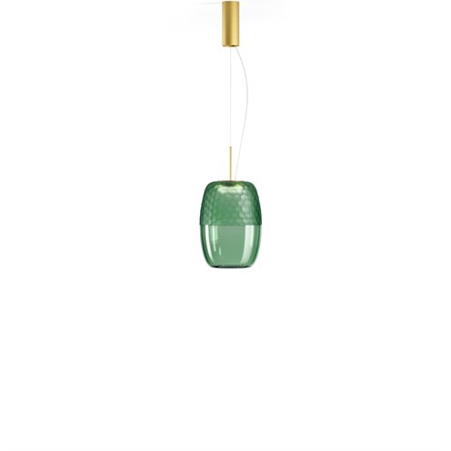 Panzeri+Adamas LED 9W 624lm 2700K CRI>90, hämardatav Push/DALI, rippvalgusti, roheline/matt messing