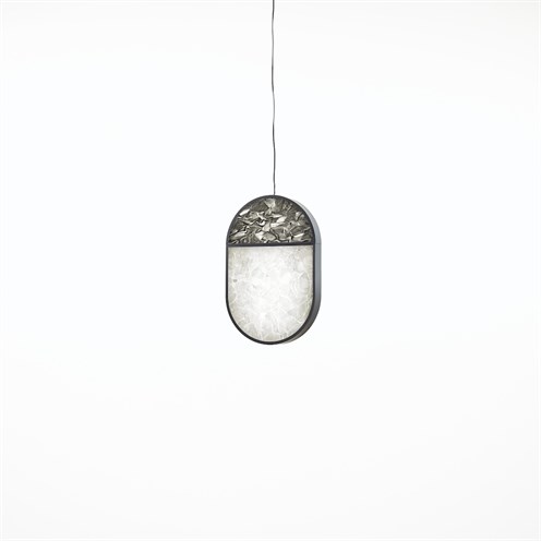 Brokis+GEOMETRIC OVAL FULL TOP LED 40W 5664lm 2700K CRI>90, hämardatav, rippvalgusti, must, BROKISGLASS hall opaalklaas