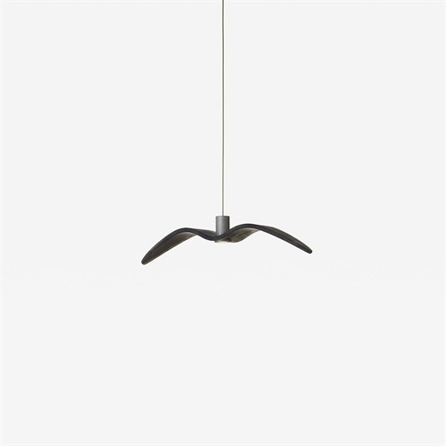 Brokis+NIGHT BIRDS MINI LED 5W 118lm 2700K CRI>90, hämardatav, rippvalgusti, hõbedane, BROKISGLASS suitsune hall klaas, laerosett matt must