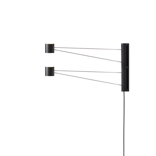 Kdln+Polar Wall 2 LED 2x3.5W 880lm 2700K CRI>90, hämardatav, pistiku ja lülitiga, seinavalgusti, must