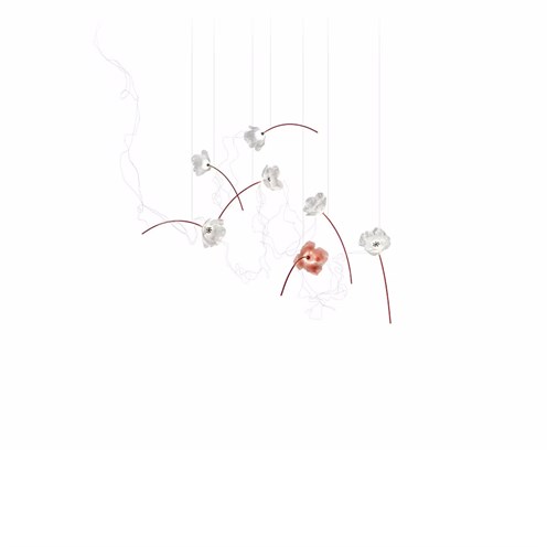 Slamp+Poppy 7 LED 7x3,2W 3150lm 2700K, hämardatav TRIAC, rippvalgusti, klaar/punane