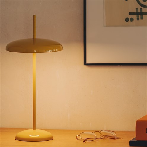 Nexia+Porte table LED 3W 400lm 2300/2700/3000K (lülitiga reguleeritav), hämardatav Push dim, IP43, laetav lauavalgusti (8h, tööaeg 20h), kollane