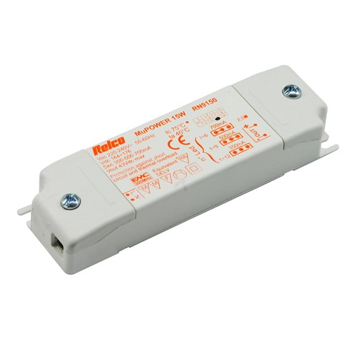 Relco+POWERLED driver 15W 350/500/700mA, 115x35x20mm max 43V