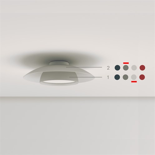 Nexia+Tires down 350 LED 21W 2150lm 3000K CRI>90, opaalhajuti, laevalgusti, väike kuppel siidhall, suur tsementhall