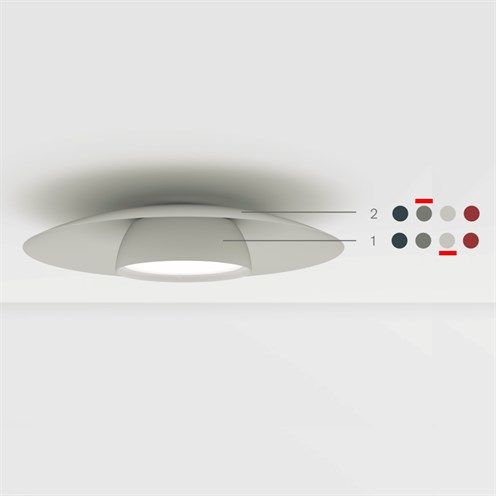 Nexia+Tires down 700 LED 21W 2500lm 3000K CRI>90, opaalhajuti, laevalgusti, väike kuppel siidhall, suur tsementhall