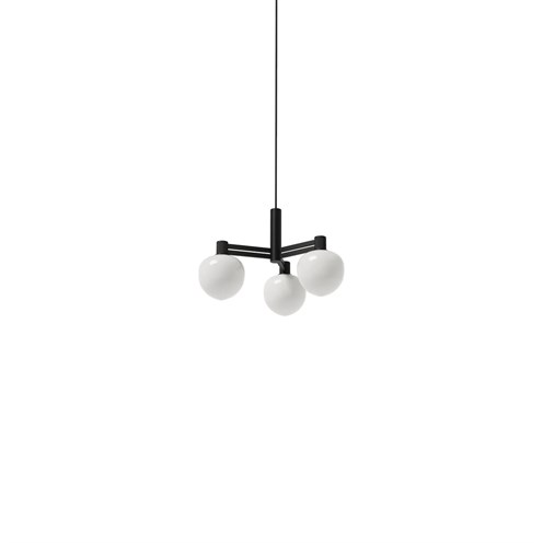 LYFA+MEMOIR CHANDELIER 120 III max 3x28W G9, rippvalgusti, must, opaalklaas