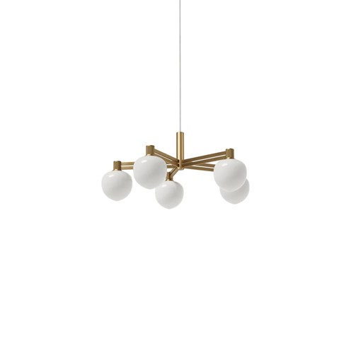 LYFA+MEMOIR CHANDELIER 120 V max 5x28W G9, rippvalgusti, messing, opaalklaas