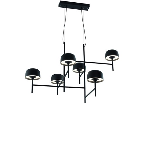 Bover+Bol S/6L LED 87W 2094lm 2700K CRI>90, hämardatav TRIAC, rippvalgusti, must
