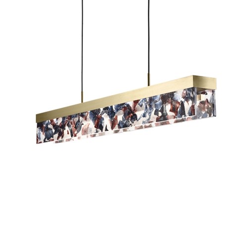 Bomma+Fragment Line LED 96W 1850-4000K, hämardatav DALI, rippvalgusti, harjatud kuld, must klaas