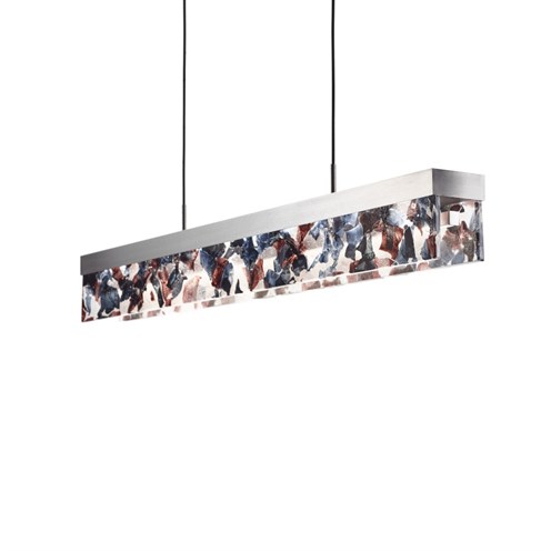 Bomma+Fragment Line LED 96W 1850-4000K, hämardatav DALI, rippvalgusti, harjatud hõbedane, must klaas