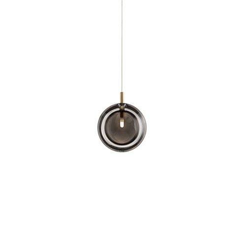 Bomma+Lens Single Pendant max. 1,2W G4 (komplektis 1,2W 100lm 2700K CRI>90), rippvalgusti, suitsune klaas, harjatud kuld