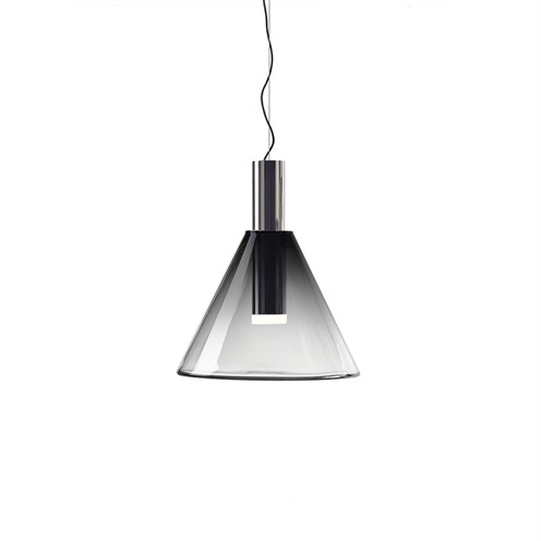 Bomma+Phenomena Pendant Cone max. 20W E27 (komplektis PAR30 20W 1600lm 3000K CRI>90), hämardatav TRIAC, rippvalgusti, suitsune klaas, hõbedane