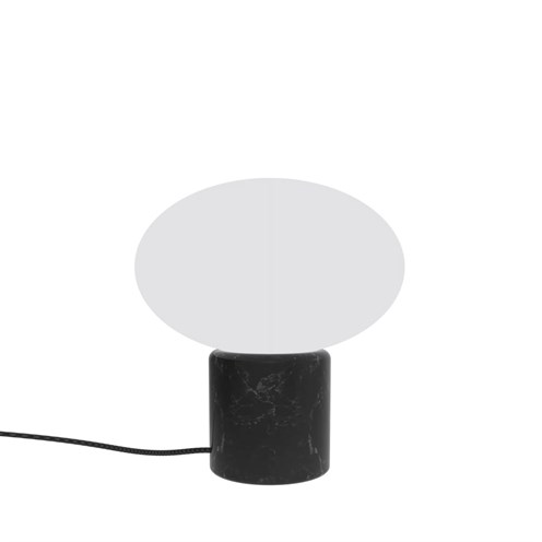 Robin+Remi Table Oval G9, lauavalgusti, must marmor, opaalklaas