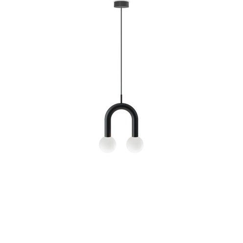 Robin+Rigoberta Pendant Super Curved 2xG9, rippvalgusti, matt must, opaalklaas