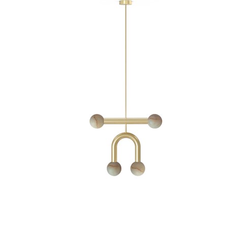Robin+Rigoberta Pendant Duo Super Curved 4xG9, rippvalgusti, kuldne, kuppel alabaster