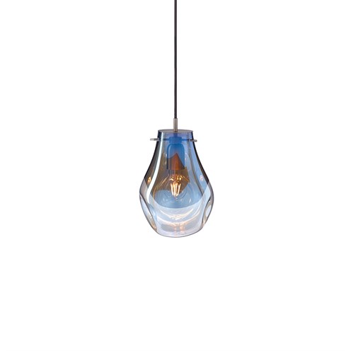 Bomma+Soap Small 6.5W E27 600lm 2700K CRI>90, hämardatav TRIAC, rippvalgusti, klaas sinine, detailid harjatud hõbe