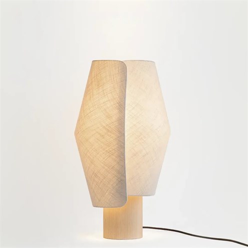 Rakumba+Volute Table max. 24W E27, lauavalgusti, alus ameerika saarepuu, kanga värv täpsustada tellimisel